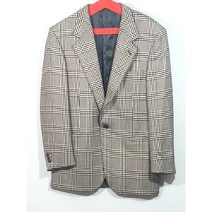 Vintage Versace V2 Men's 50R Black White Plaid 1 Button Blazer Sport Coat Vents